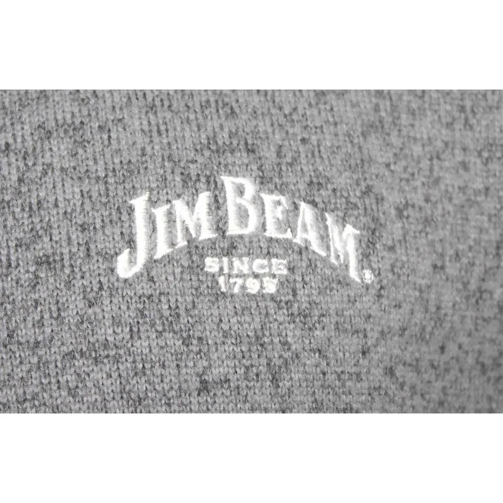 North Face Gray L/S‎ Full-Zip Fleece Jacket Jim Beam Embroidered Mens Size M